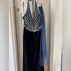 Amelia Couture Full length gown - Sequin Midnight blue velvet